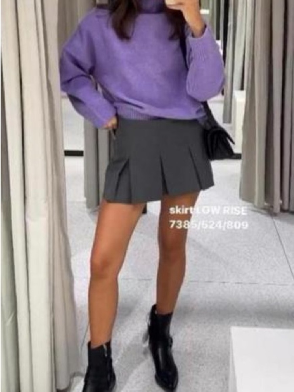 Zara Gray Pleated Mini Skirt with built in shorts